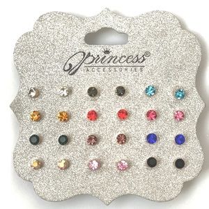 New 12 Pairs Crystal / Rhinestone Post Back Great Variety Of Colors!